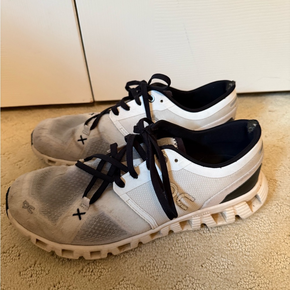 On Running Cloud White and Black Athletic Shoes